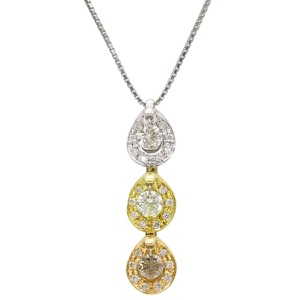 ネックレス 3連 ダイヤペンダント K18YG マルチカラー 750 18K 3カラー   中古