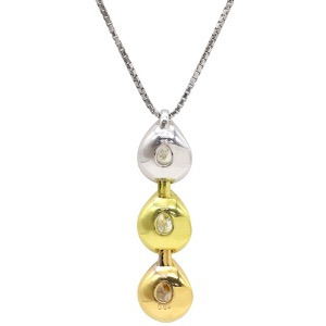 ネックレス 3連 ダイヤペンダント K18YG マルチカラー 750 18K 3カラー   中古