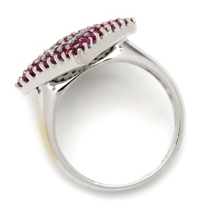 リング 指輪 ルビー ダイヤ リング K18WG シルバー ひし形 ダイヤ 四角 角型 750 K18 WG  中古