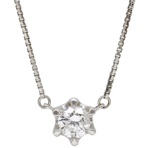 ネックレス ダイヤペンダント Pt850 シルバー ダイヤモンド 1p 1粒  中古