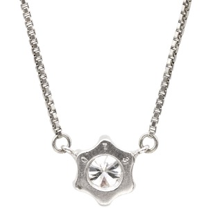 ネックレス ダイヤペンダント Pt850 シルバー ダイヤモンド 1p 1粒  中古