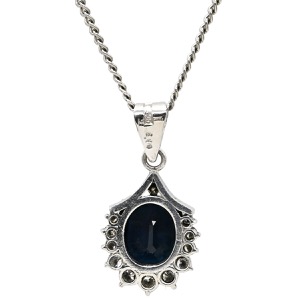 ネックレス サファイア ダイヤモンド Pt900 シルバー Pt850 Pt900 ドロップ ペンダント ダイヤ 青  中古