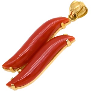 ペンダントトップ 珊瑚 K18YG ゴールド 赤 血赤サンゴ  中古