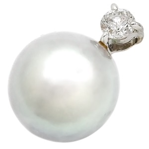 ペンダントトップ パール ダイヤモンド  パール シルバー 1P 1粒  中古