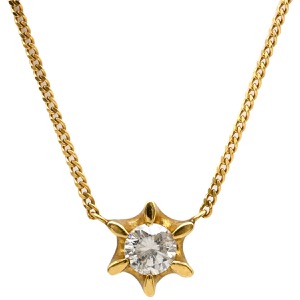 ネックレス ダイヤペンダント K18YG ゴールド 750 18K 1P 1粒  中古