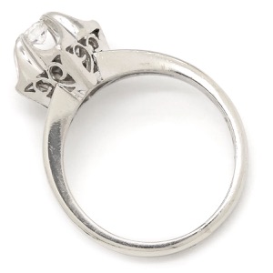 リング 指輪 ダイヤ 立爪リング Pt900 シルバー 1P フラワーモチーフ  中古