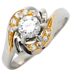 リング 指輪 ダイヤリング Pt900 シルバー コンビリング   中古