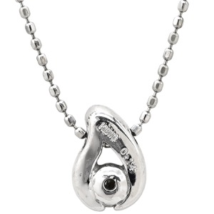 ネックレス ダイヤペンダント K18WG シルバー 1P 一粒 18K WG Au750 雫  中古