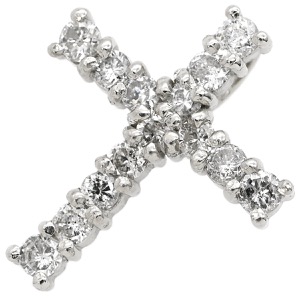 ペンダントトップ クロス ダイヤ Pt900 シルバー 十字架 ネックレストップ  中古