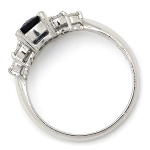 リング 指輪 ブルーサファイア ダイヤリング Pt900 シルバー 青  中古