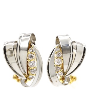 イヤリング ダイヤモンド コンビ K18YG シルバー 750 18K プラチナ  中古