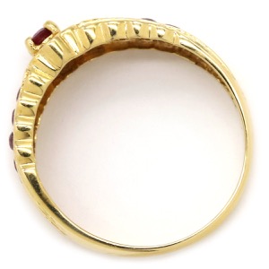 リング 指輪 ルビー ダイヤリング K18YG ゴールド レッド 赤 1Pダイヤ  中古