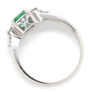 リング 指輪 エメラルド ダイヤモンド リング Pt900 シルバー グリーン 緑 四角 立爪  中古