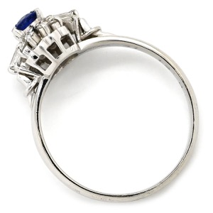 リング 指輪 サファイア ダイヤリング Pt900 シルバー 青 中古