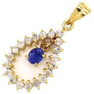 ペンダントトップ サファイア ダイヤ K18YG ゴールド 中古