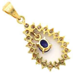 ペンダントトップ サファイア ダイヤ K18YG ゴールド 中古