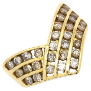 リング 指輪 ダイヤリング K18YG ゴールド V字 Vライン  中古