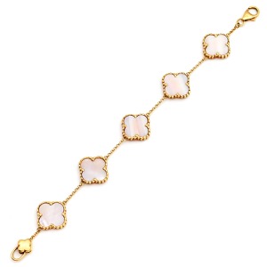 ブレスレット フラワーモチーフ シェルブレスレット K18YG ピンク 天然シェル フリーフォーム 淡桃色  中古