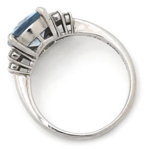 リング 指輪 アクアマリン ダイヤリング Pt900 シルバー ブルー 青  中古