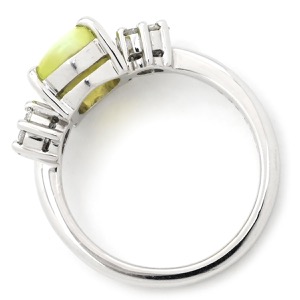 リング 指輪 キャッツアイ ダイヤリング Pt900 シルバー 猫目石  中古