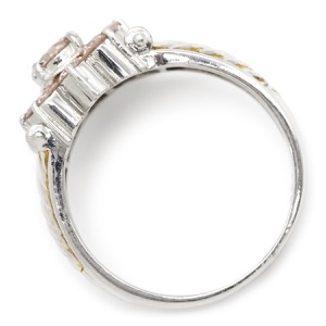 リング 指輪 ダイヤモンド Pt900 シルバー フラワーモチーフ ファンシーライトブラウンピンクダイヤ  中古