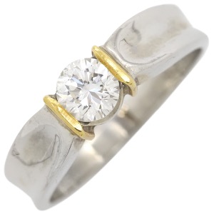 リング 指輪 ダイヤリング Pt900 シルバー コンビリング 1Pダイヤ  中古