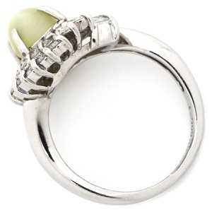 リング 指輪 キャッツアイ ダイヤリング Pt900 シルバー 猫目石  中古