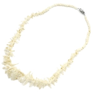 ネックレス 珊瑚 サンゴ メタル ホワイト 白  中古