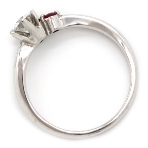 リング 指輪 ダイヤ ルビー リング K18WG シルバー 立爪  中古