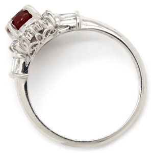 リング 指輪 ルビー ダイヤリング Pt900 シルバー レッド 赤  中古