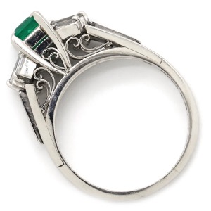 リング 指輪 エメラルド ダイヤモンド リング Pt900 シルバー グリーン 緑   中古