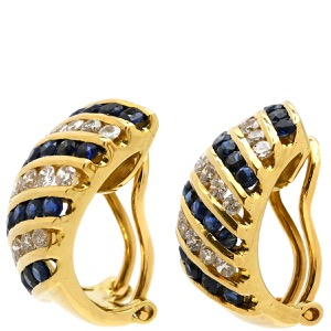 イヤリング サファイヤ ダイヤモンド イヤリング K18YG ゴールド 750 YG   中古