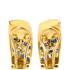 イヤリング サファイヤ ダイヤモンド イヤリング K18YG ゴールド 750 YG   中古