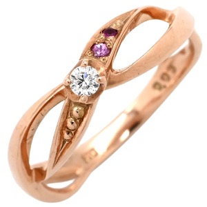 リング 指輪 ダイヤリング K10PG ゴールド 中古