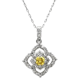 ネックレス ダイヤペンダント Pt950 シルバー 中古