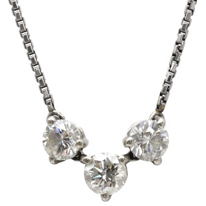 ネックレス ダイヤペンダント Pt850 シルバー 3P 3粒 3連  中古