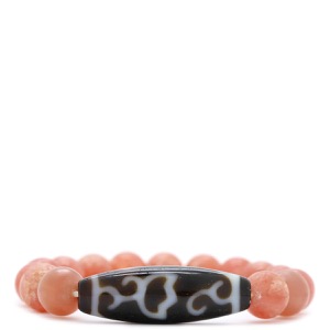 ブレスレット インカローズ ロードクロサイト 天然石 レッド 赤 茶 花柄  中古