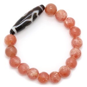 ブレスレット インカローズ ロードクロサイト 天然石 レッド 赤 茶 花柄  中古