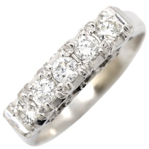 リング 指輪 ダイヤリング Pt900 シルバー 一文字 5P  中古