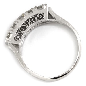 リング 指輪 ダイヤリング Pt900 シルバー 一文字 5P  中古