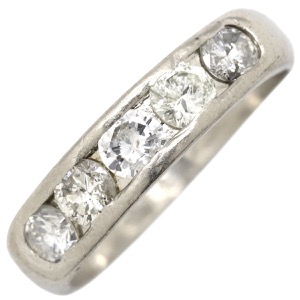 リング 指輪 ダイヤリング Pt900 シルバー 一文字 5P  中古