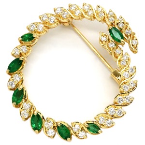 ブローチ ダイヤモンド ブローチ K18YG ゴールド マーキスカット 750 Au YG  中古