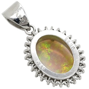 ペンダントトップ オパール ダイヤ ペンダントトップ Pt900 シルバー ペンダントヘッド  中古