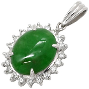 ペンダントトップ 翡翠 ダイヤ ペンダントトップ Pt900 シルバー ペンダントヘッド  中古