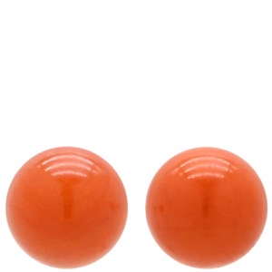 ピアス 珊瑚 サンゴピアス K18YG ゴールド 1P 1粒  中古