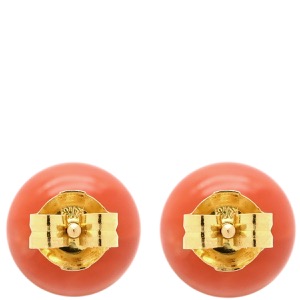 ピアス 珊瑚 サンゴピアス K18YG ゴールド 1P 1粒  中古