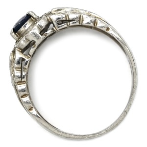 リング 指輪 ブルーサファイア ダイヤ リング Pt900 シルバー 青 プラチナ オーバル  中古