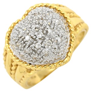 リング 指輪 ダイヤリング K18YG ゴールド Au750 18K 18金 メレダイヤ ハート  中古