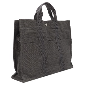 エルメス トートバッグ エールライントート MM キャンバス グレー 鍵・カデナ欠品  中古