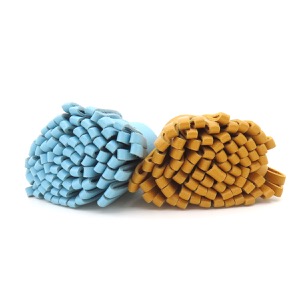 エルメス キーリング カルメン ウノドス ラムスキン マルチカラー 水色 茶 フリンジ キーホルダー  中古